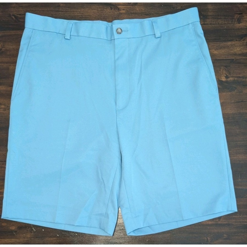 ⛳ Oxford Gold Performance Stretch Flat Front Chino Shorts Men's Size 35 Blue